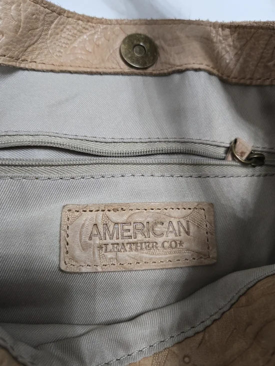 American Leather Embossed Floral Shoulder Bag in Tan - Picture 3 of 13